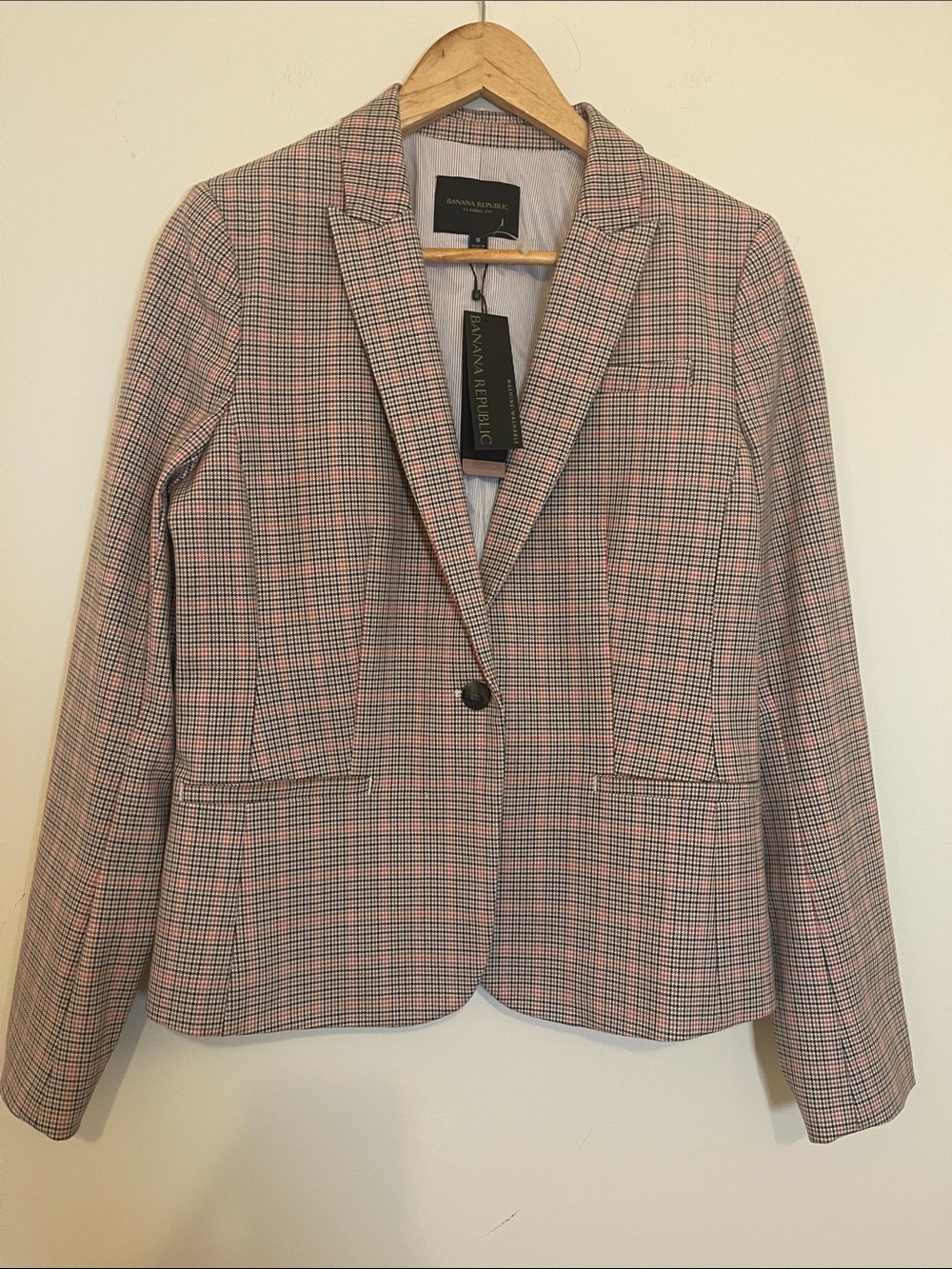 Banana Republic Brown & Tan Houndstooth Blazer Classic Fit Size 8 Tailored